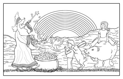 Rainbow Wizard Coloring Page 3